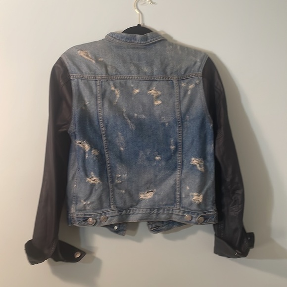 rag & bone denim jacket with leather sleeves size small - Picture 4 of 4